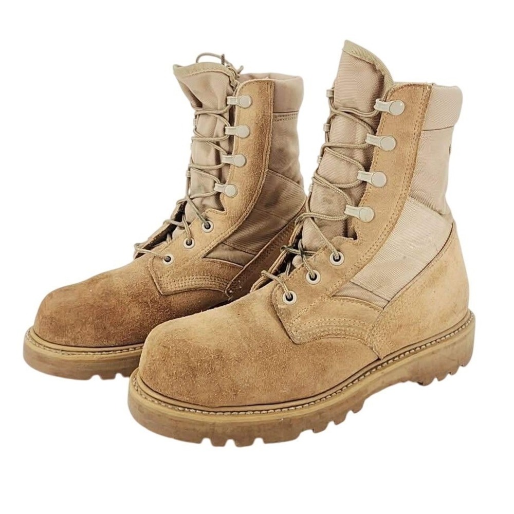 Belleville 340 DES Tan Suede Steel Toe Military Flight Boots Mens 6.5 R USA Made